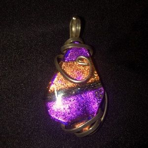 Glass and Silver wrapped Pendant